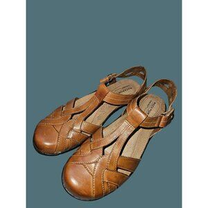 Rockport Cobb Hill Collection Penfield Leather T Strap Sandals Women 7.5 Wide